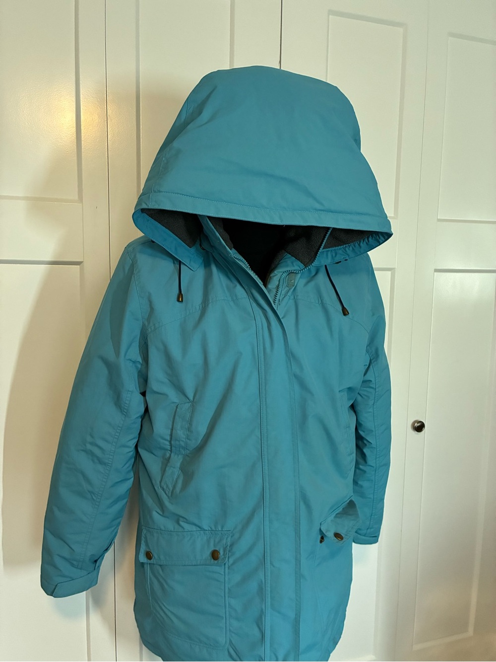 Land’s End Waterproof Winter Jacket Teal Blue Women’s L Detachable Hood